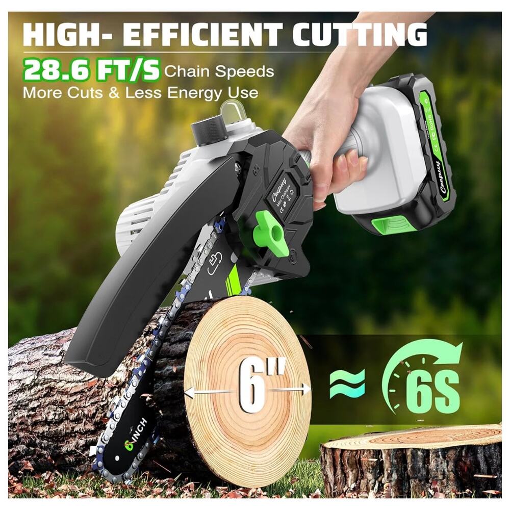 CEEPUY Mini Chainsaw Cordless 6 Inch Portable Automatic Oiler - Picture 4 of 11